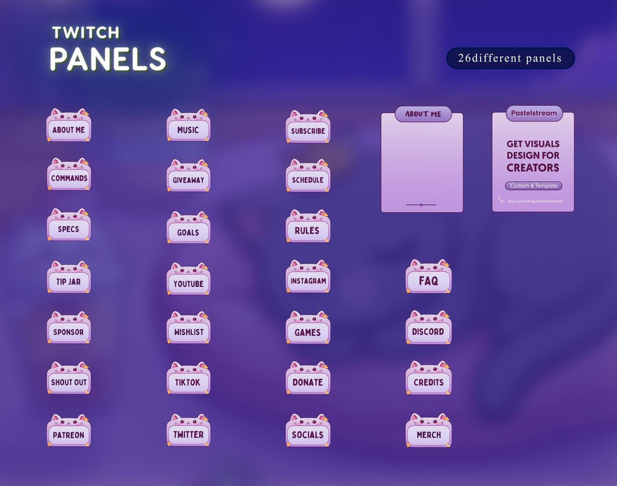 Cozy Cat Twitch Overlay | Dreamy Kawaii Streaming Package for OBS & StreamElements .