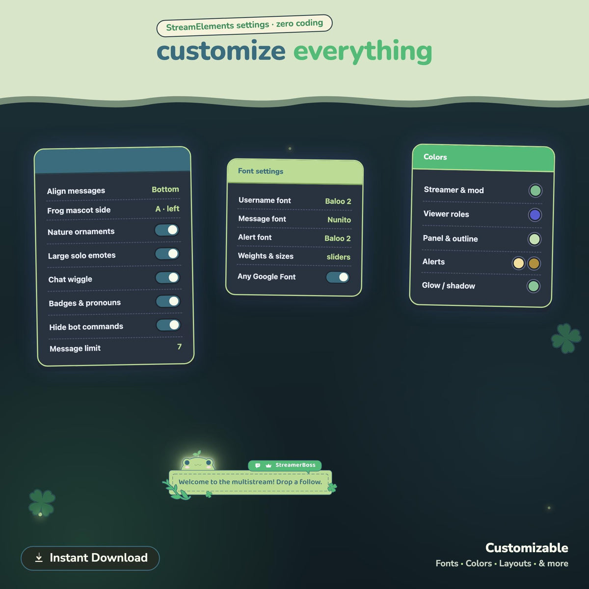 Multistream Froggy Chat Widget | Twitch YouTube Kick Widget | StreamElements (One Click Installation)