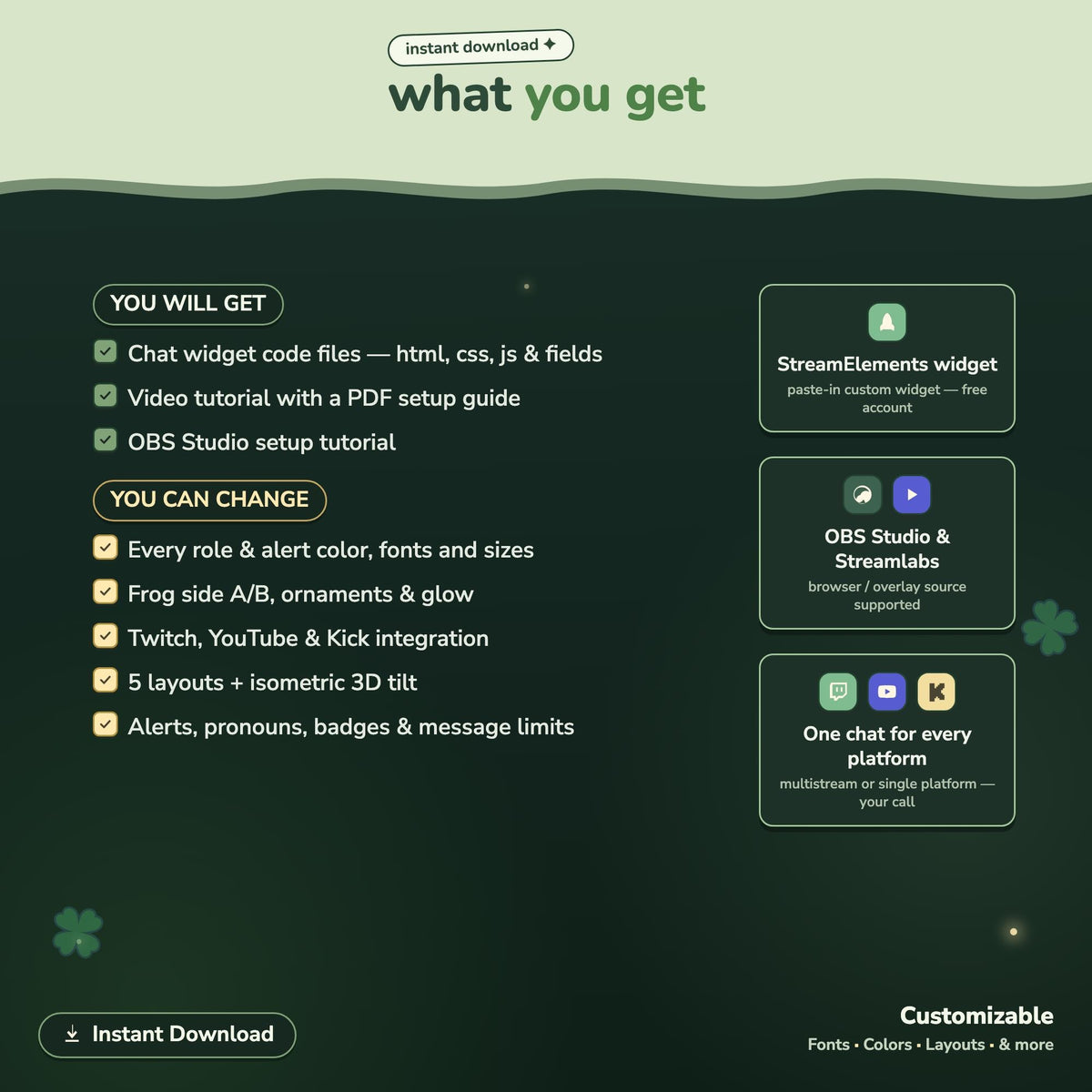 Multistream Deep Forest Froggy Chat Widget | Twitch YouTube Kick Widget | StreamElements (One Click Installation)