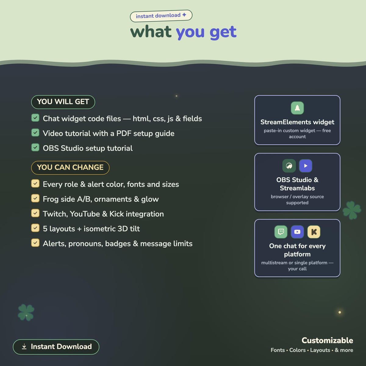 Multistream Starlight Galaxy Froggy Chat Widget | Twitch YouTube Kick Widget | StreamElements (One Click Installation)