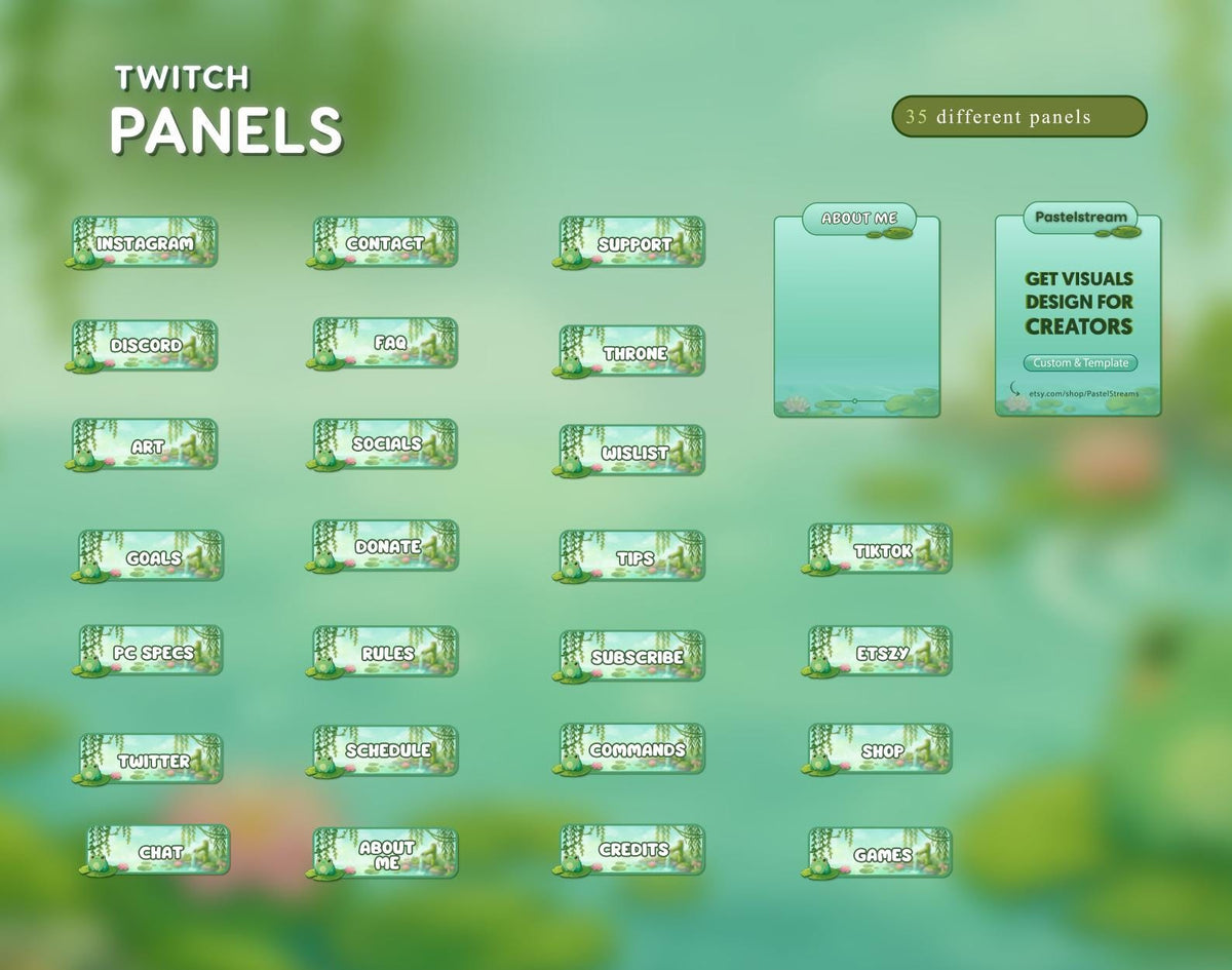Frog Twitch Overlay || Kawaii Pond Stream Package for OBS & StreamElements .