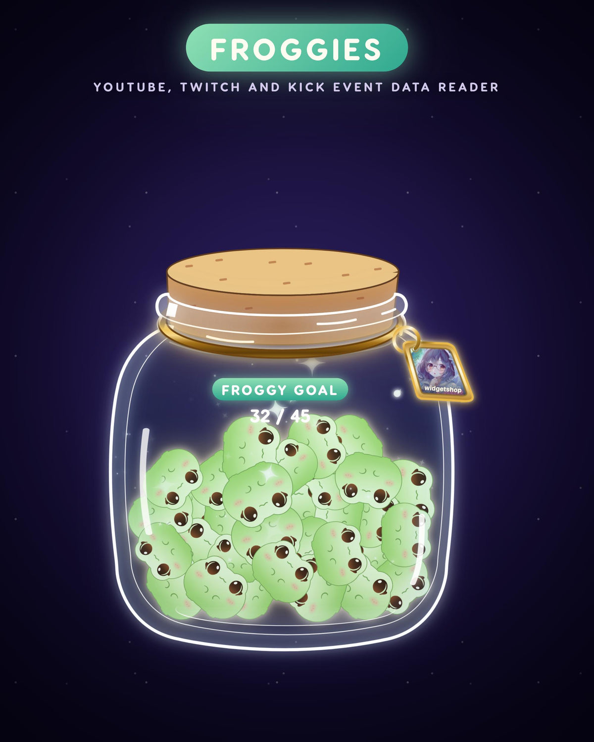 Animated Moon Jar Goal Widget • Twitch Sub Goal Overlay, Falling Stars Tracker (Instant Download)