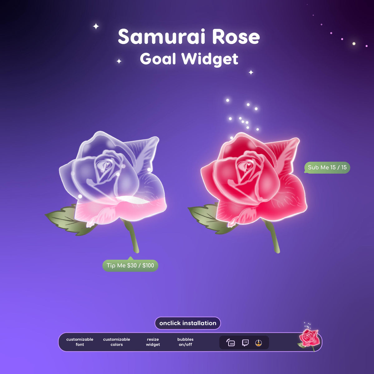 Animated Twitch Rose Goal Widget | Liquid Fill Stream Overlay (StreamElements Install)