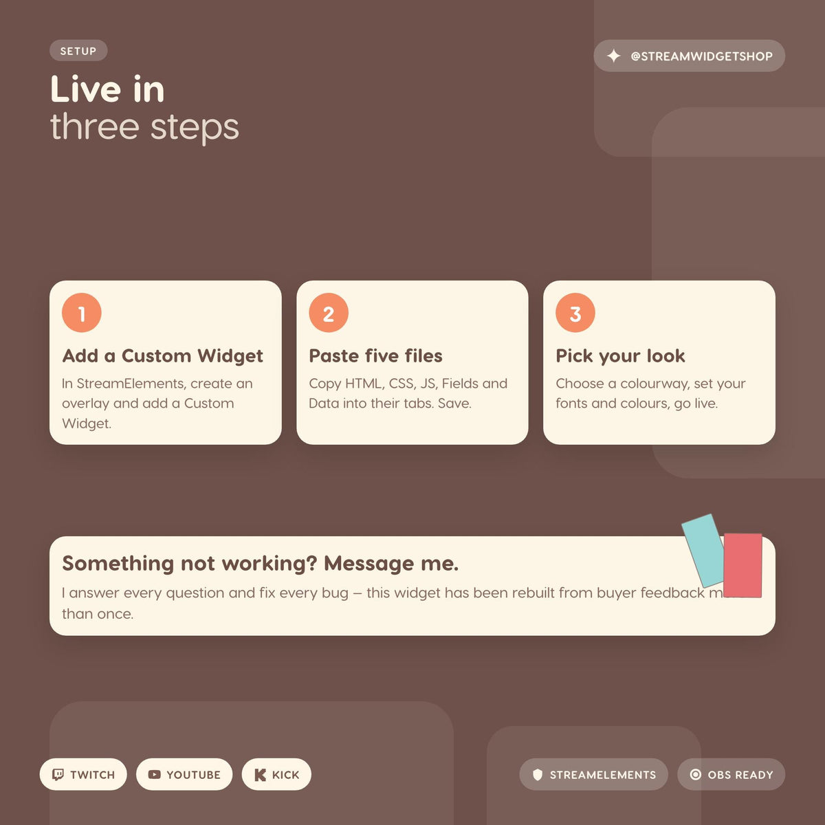 Scrapbook Chat Widget: Kraft Notebook Overlay for Twitch, YouTube, Kick (OBS Ready)