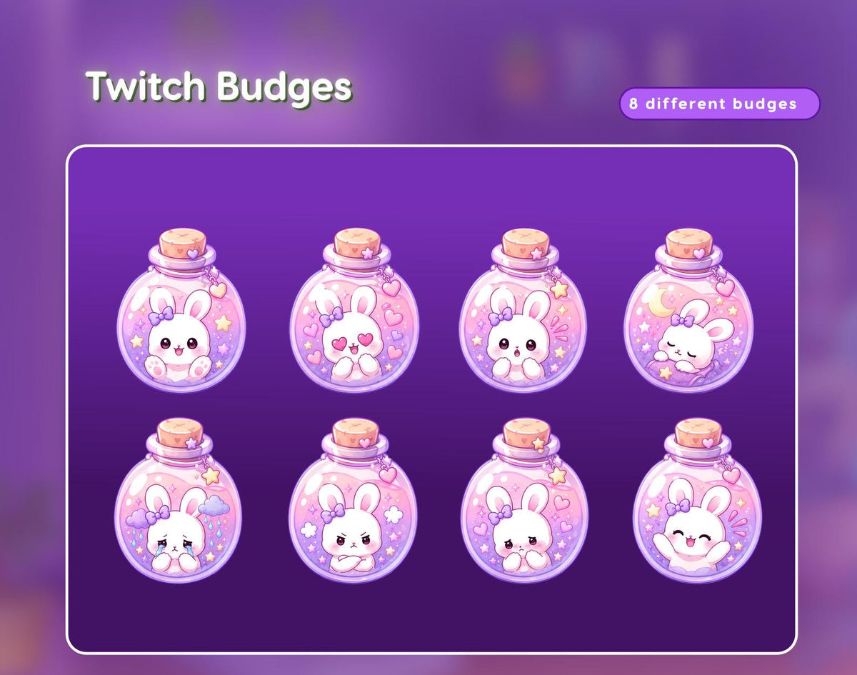 Kawaii Bunny Stream Package,Pastel Pink Purple Stream Overlay for Streamer ...