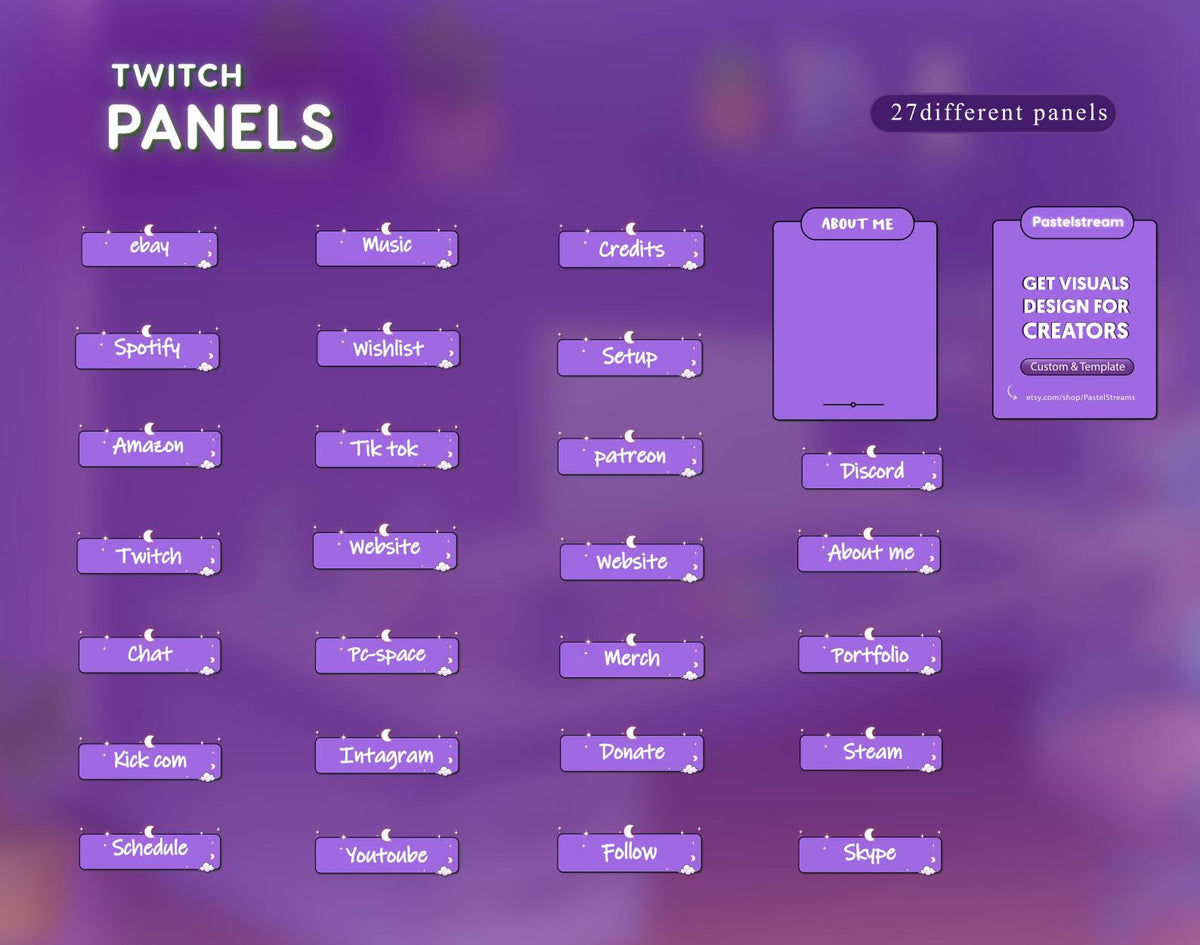 Kawaii Bunny Stream Package,Pastel Pink Purple Stream Overlay for Streamer ...