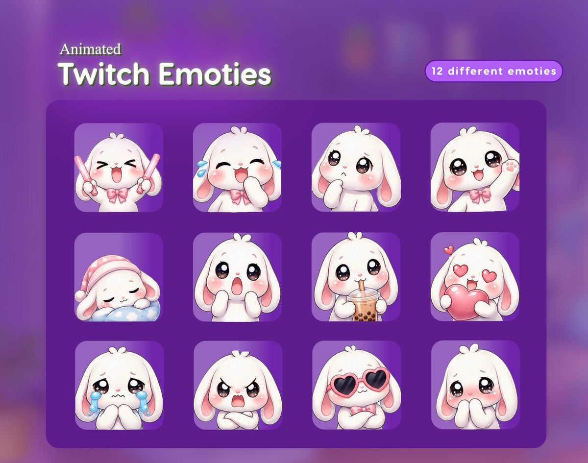 Kawaii Bunny Stream Package,Pastel Pink Purple Stream Overlay for Streamer ...