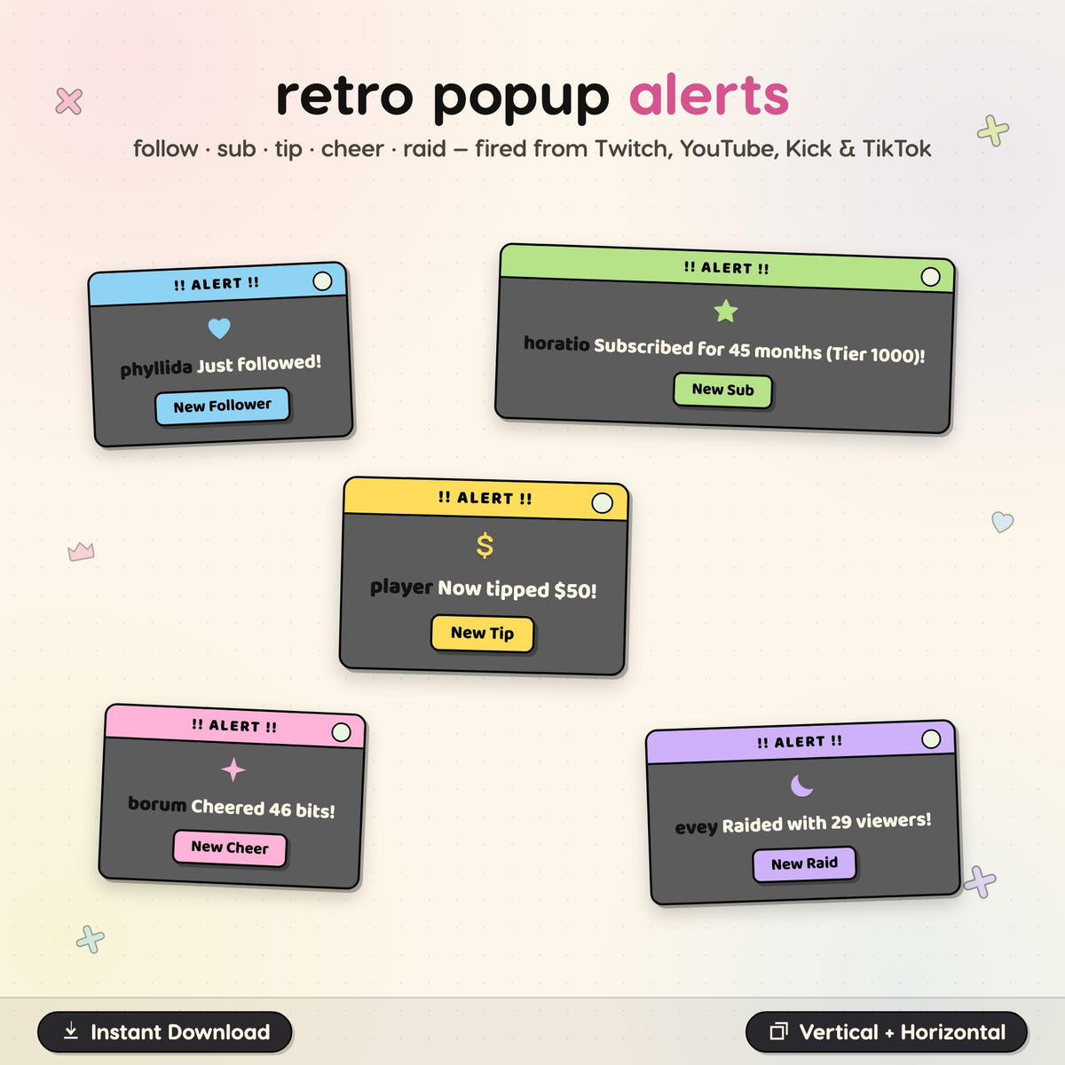 Y2K Sticker Chat Widget • Retro Alerts, Multistream OBS Ready (Digital Download)