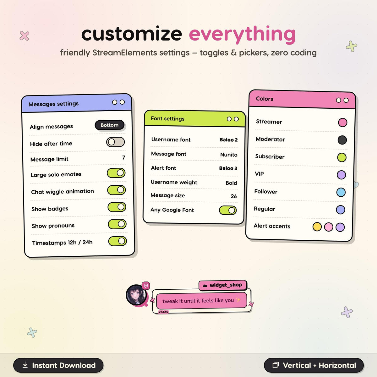 Y2K Sticker Chat Widget • Retro Alerts, Multistream OBS Ready (Digital Download)