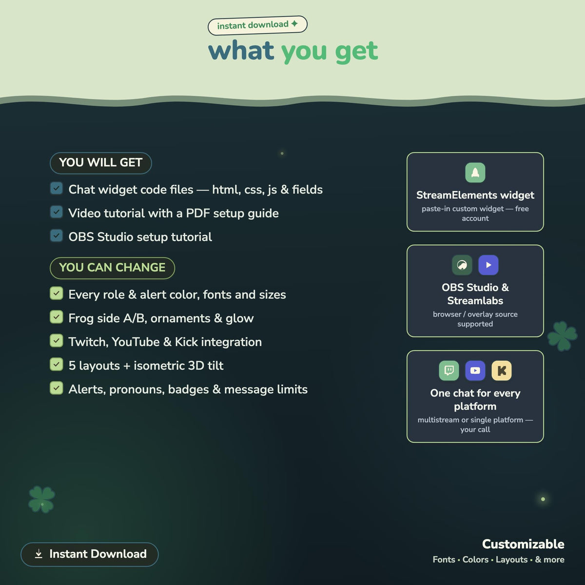 Multistream Froggy Chat Widget | Twitch YouTube Kick Widget | StreamElements (One Click Installation)
