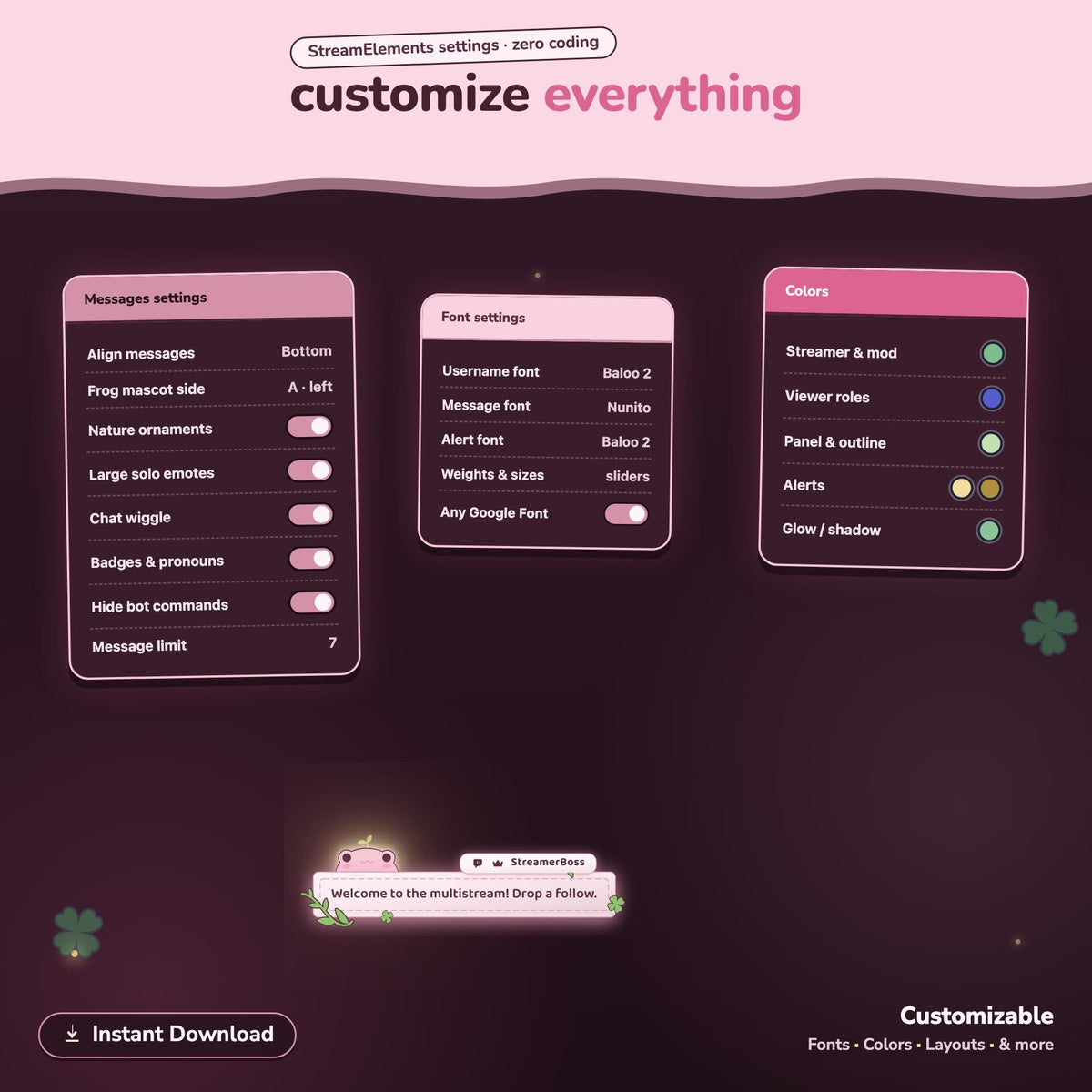 Multistream Anime Froggy Chat Widget | Twitch YouTube Kick Widget | StreamElements (One Click Installation)