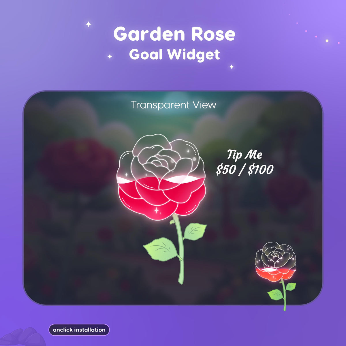 Garden Rose Goal Widget, Animated Twitch Stream Overlay (Digital Download)