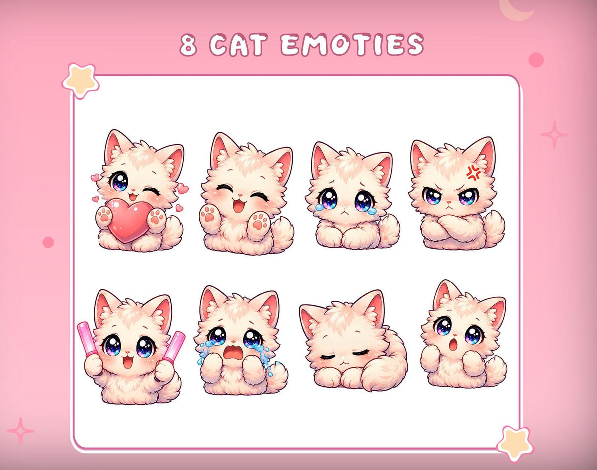 Kawaii Cat Emote Package for Twitch streamer