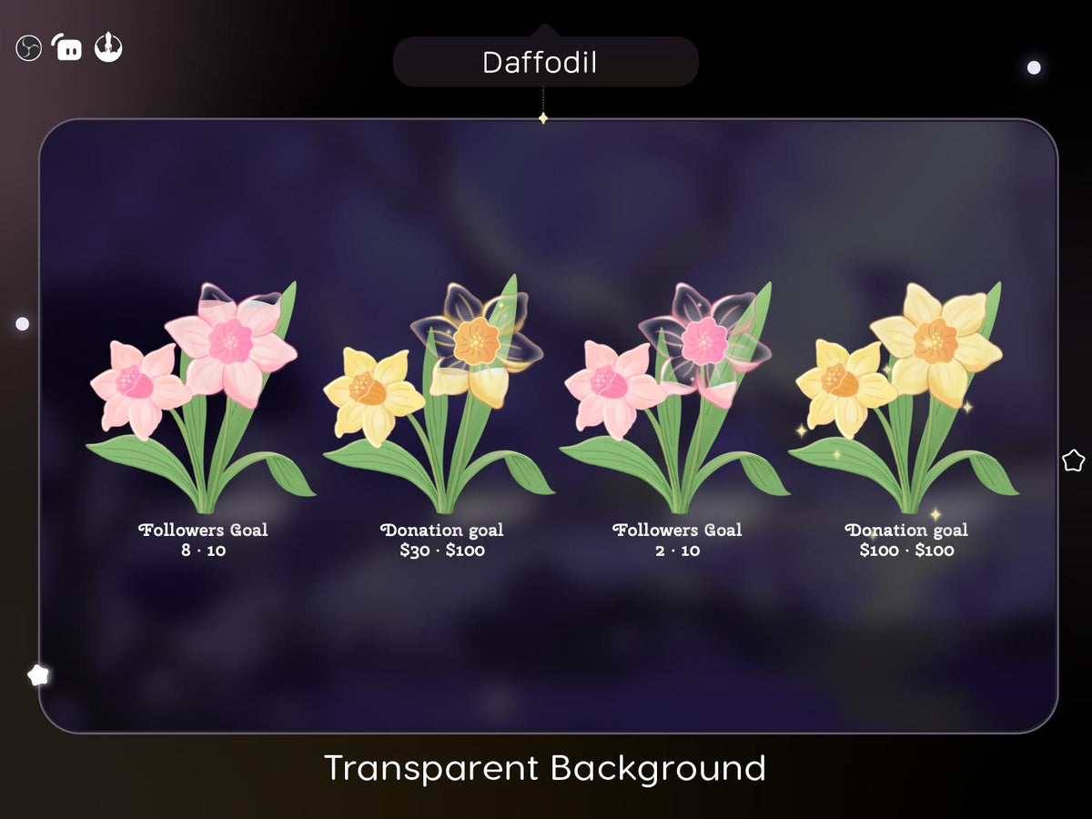 Animated Daffodil Goal Widget | Twitch StreamElements OBS Asset (Digital Download)