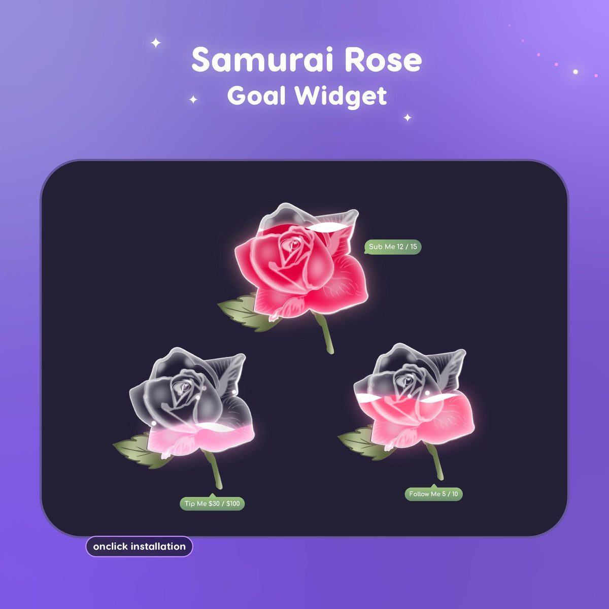 Animated Twitch Rose Goal Widget | Liquid Fill Stream Overlay (StreamElements Install)