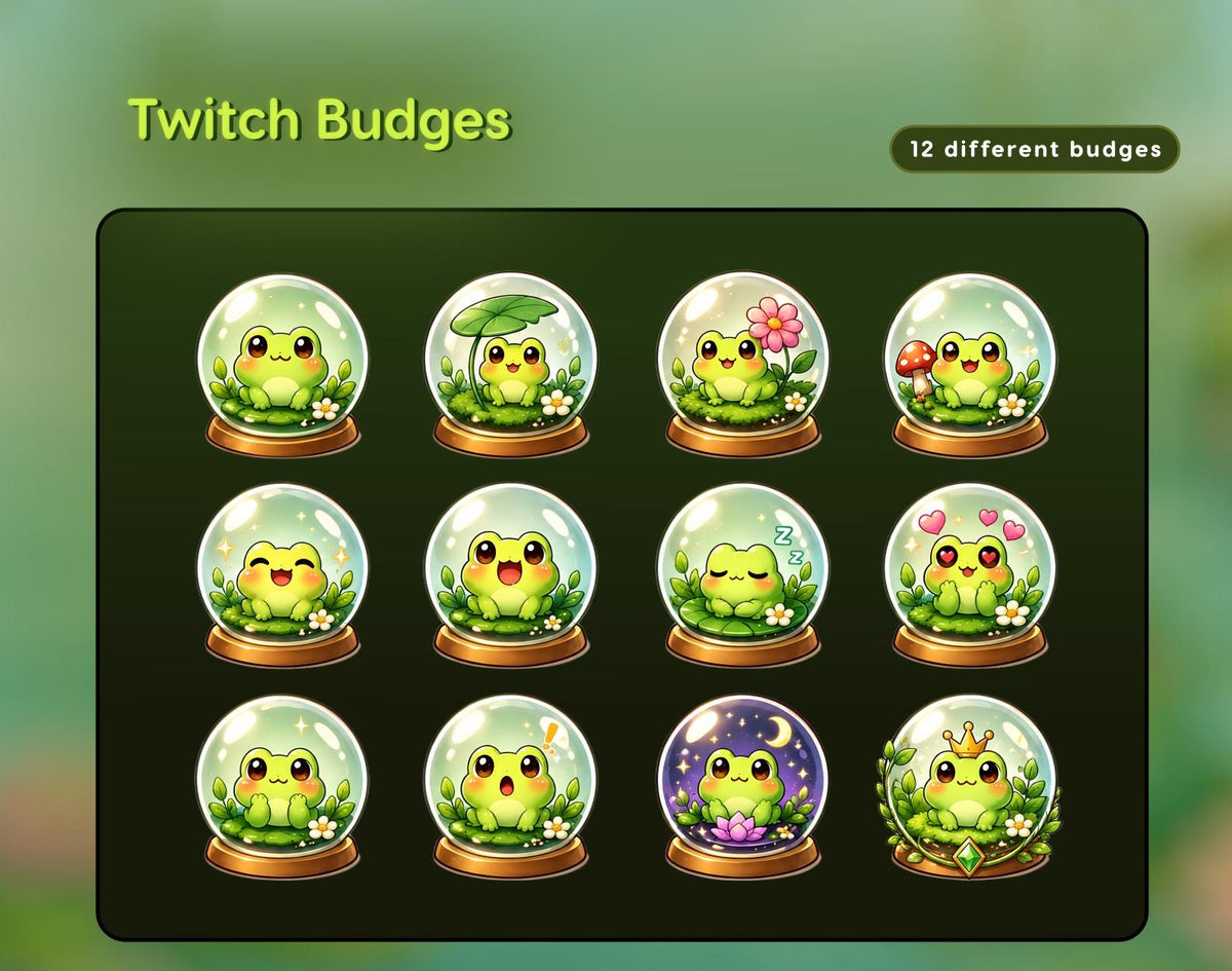 Frog Twitch Sub Badges, Kawaii Frog Subscriber Badges for Streamers .