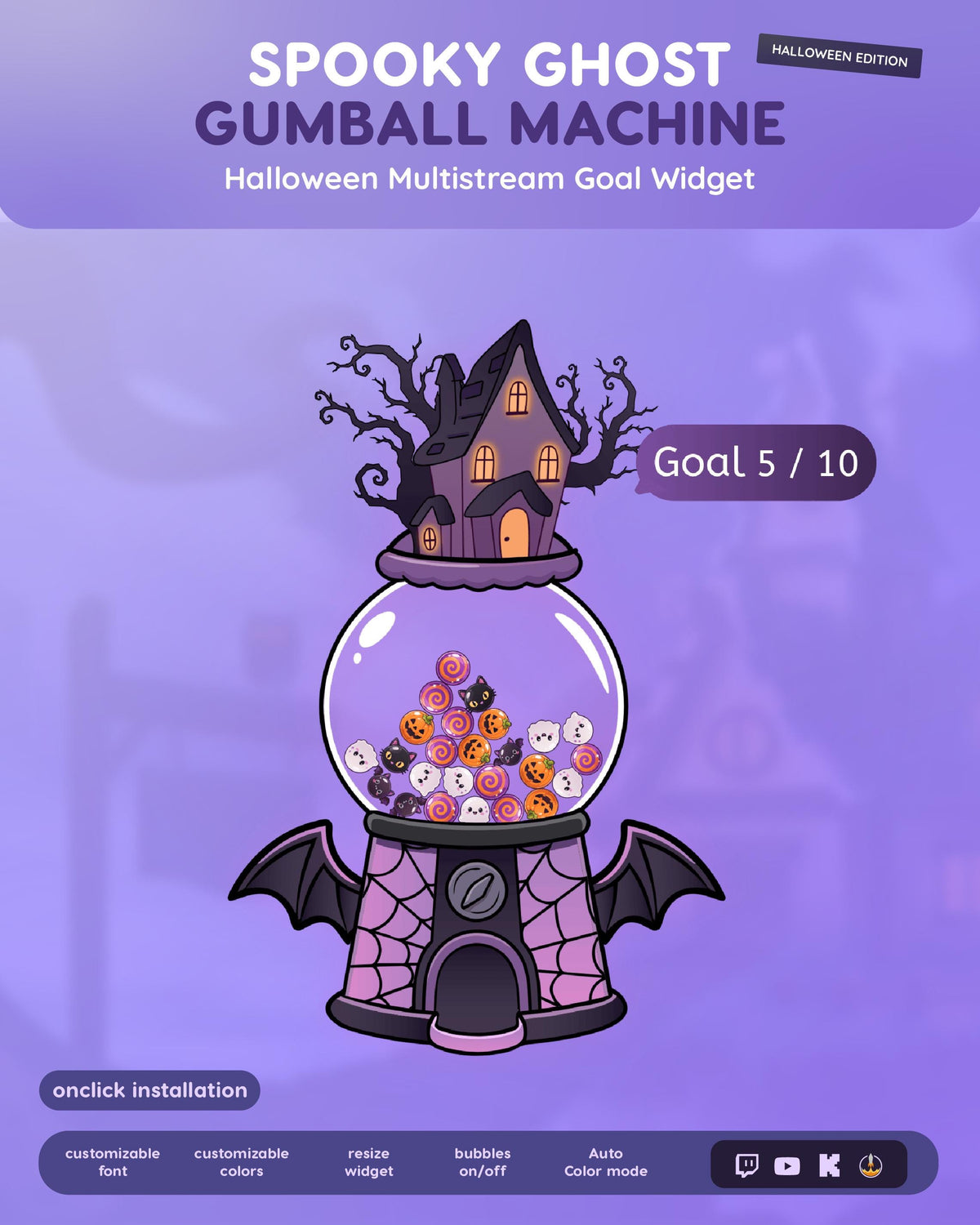 Spooky Ghost Gumball Machine | Halloween Multistream Event Widget For Streamers