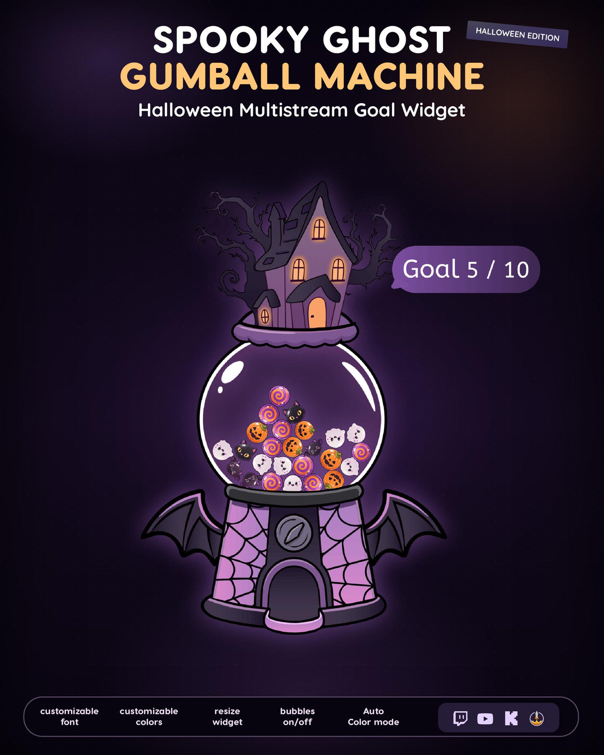 Spooky Ghost Gumball Machine | Halloween Multistream Event Widget For Streamers