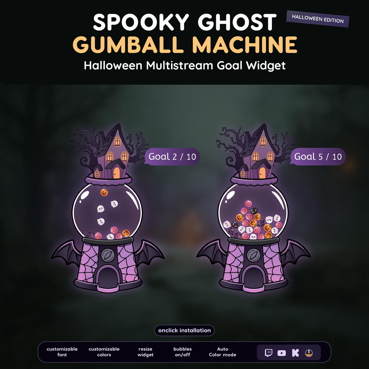 Spooky Ghost Gumball Machine | Halloween Multistream Event Widget For Streamers