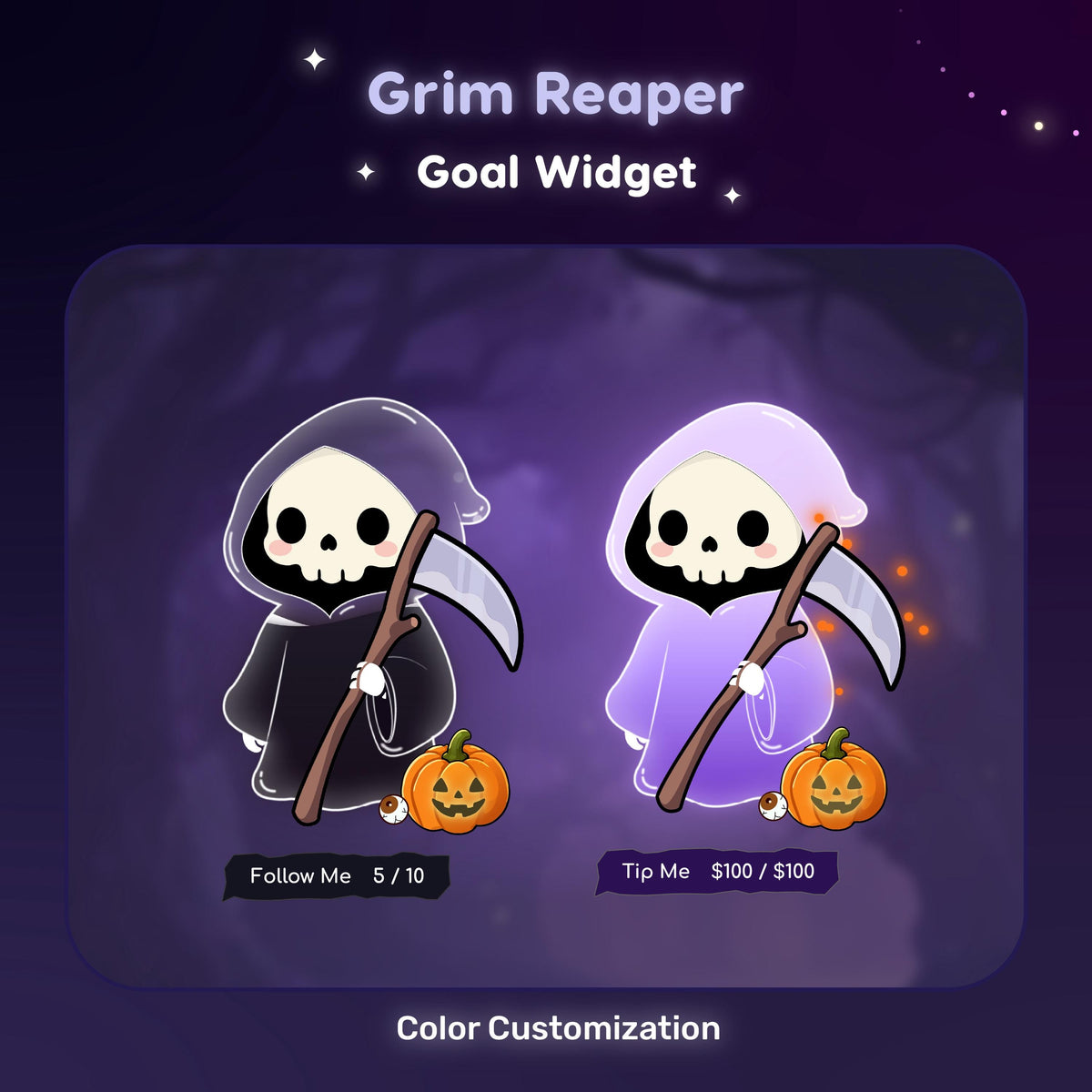 Halloween Grim Reaper Goal widget For twitch streamers | Oneclick Installation | Streamelements | Streamlabs | OBS