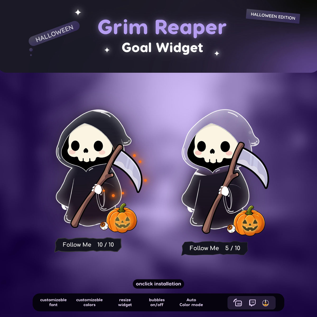 Halloween Grim Reaper Goal widget For twitch streamers | Oneclick Installation | Streamelements | Streamlabs | OBS