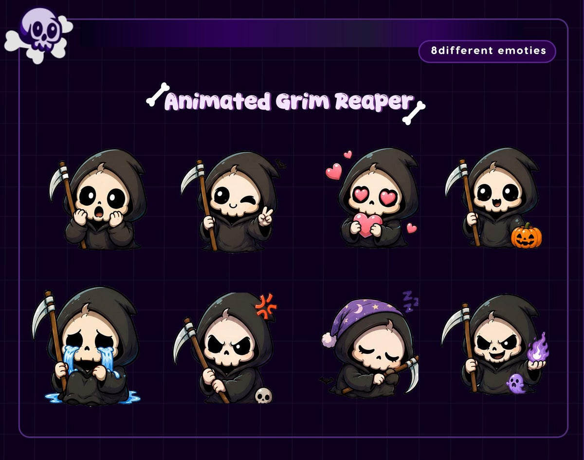 Halloween Animated Grim Reaper Emote Package for Twitch Streamers