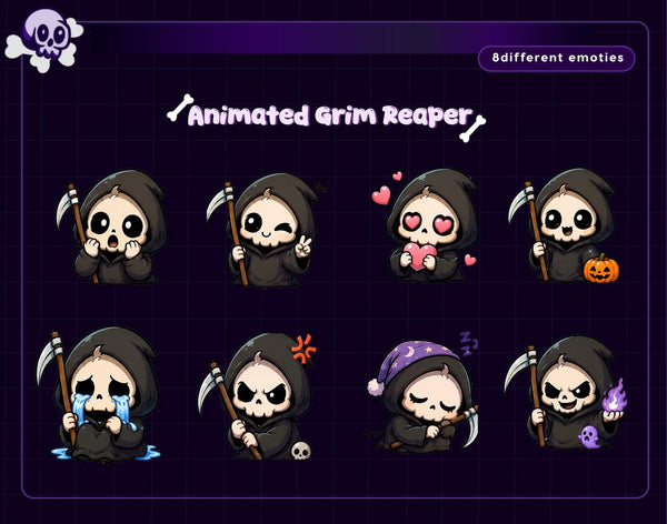 Halloween Animated Grim Reaper Emote Package for Twitch Streamers