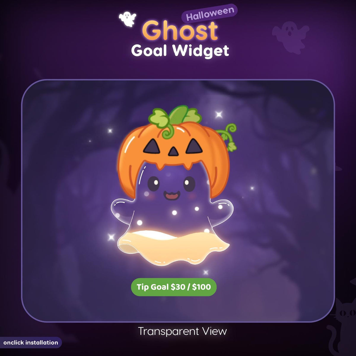 Ghost Goal Widget with Animated Pumpkin, Halloween Twitch Overlay for StreamElements Streamlabs OBS