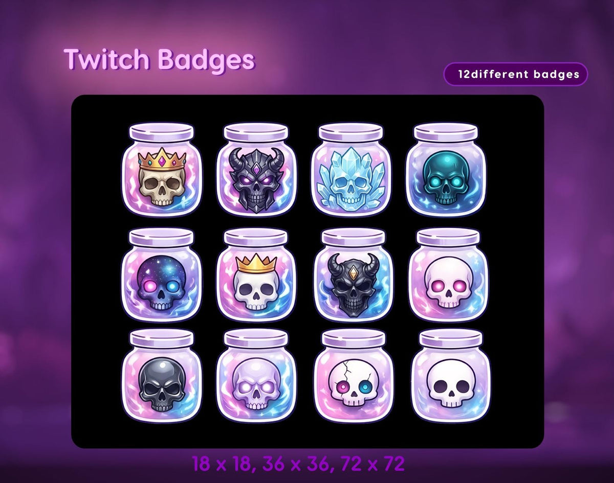 Halloween skull sub badges package for Twitch streamer