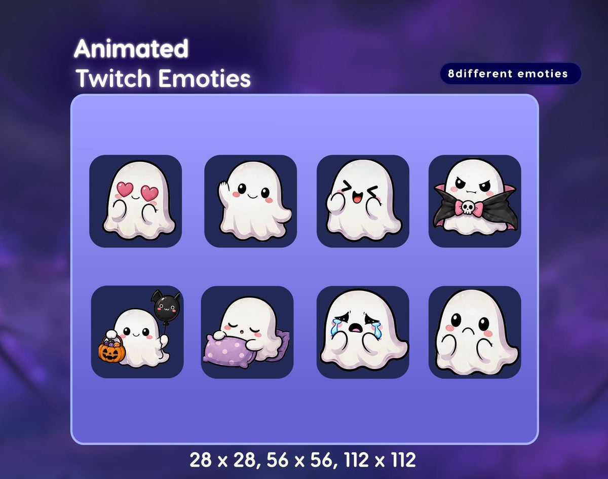 Halloween Twitch Emotes Package | Ghost Aesthetic | Kawaii | for Streamers