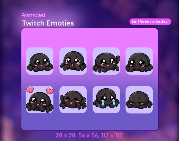 Twitch Spider Emote Package|Chibi,Graphics,Jumping Spider for steamers.