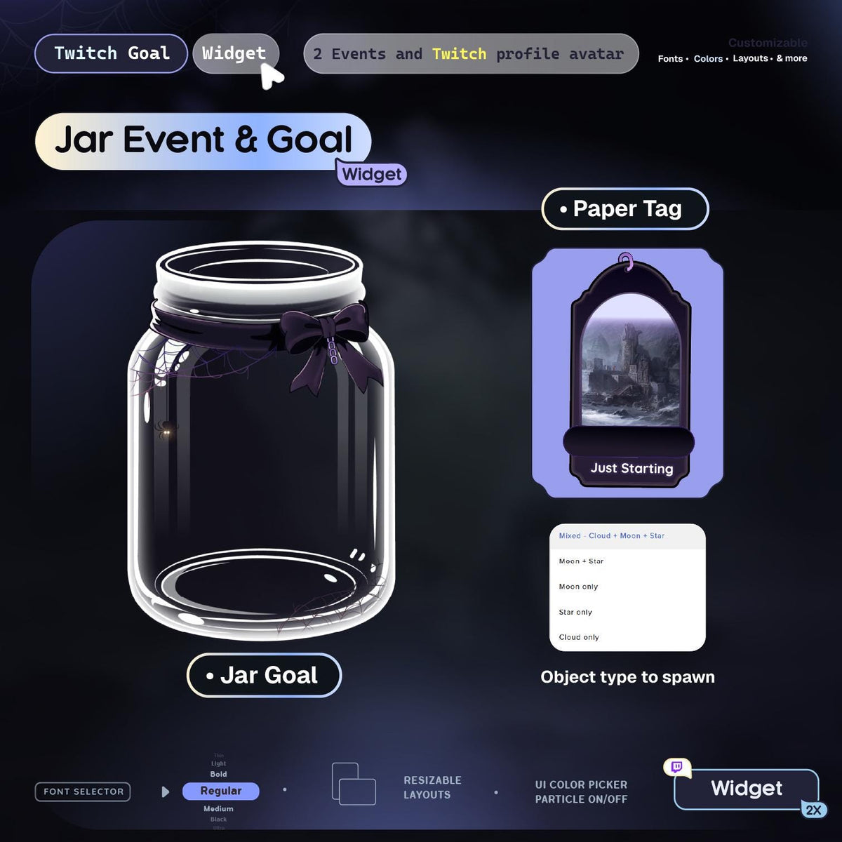 Skull Jar Goal • Twitch Goal Widget • Spooky Stream Widget (Streamelements) • Instant Download