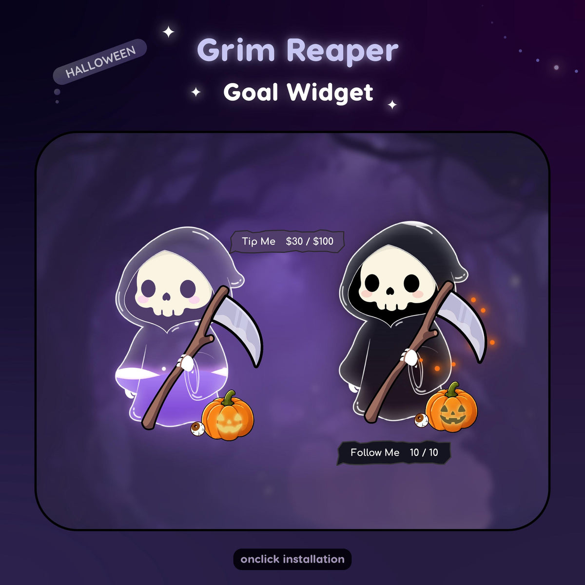 Halloween Grim Reaper Goal widget For twitch streamers | Oneclick Installation | Streamelements | Streamlabs | OBS