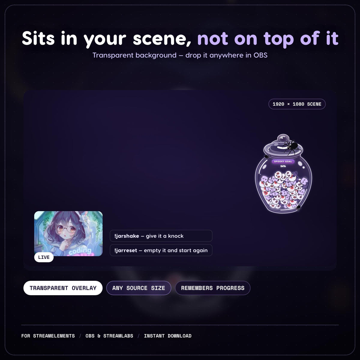 Spooky Jar Goal Widget | Animated Halloween Twitch Sub Tracker (StreamElements)