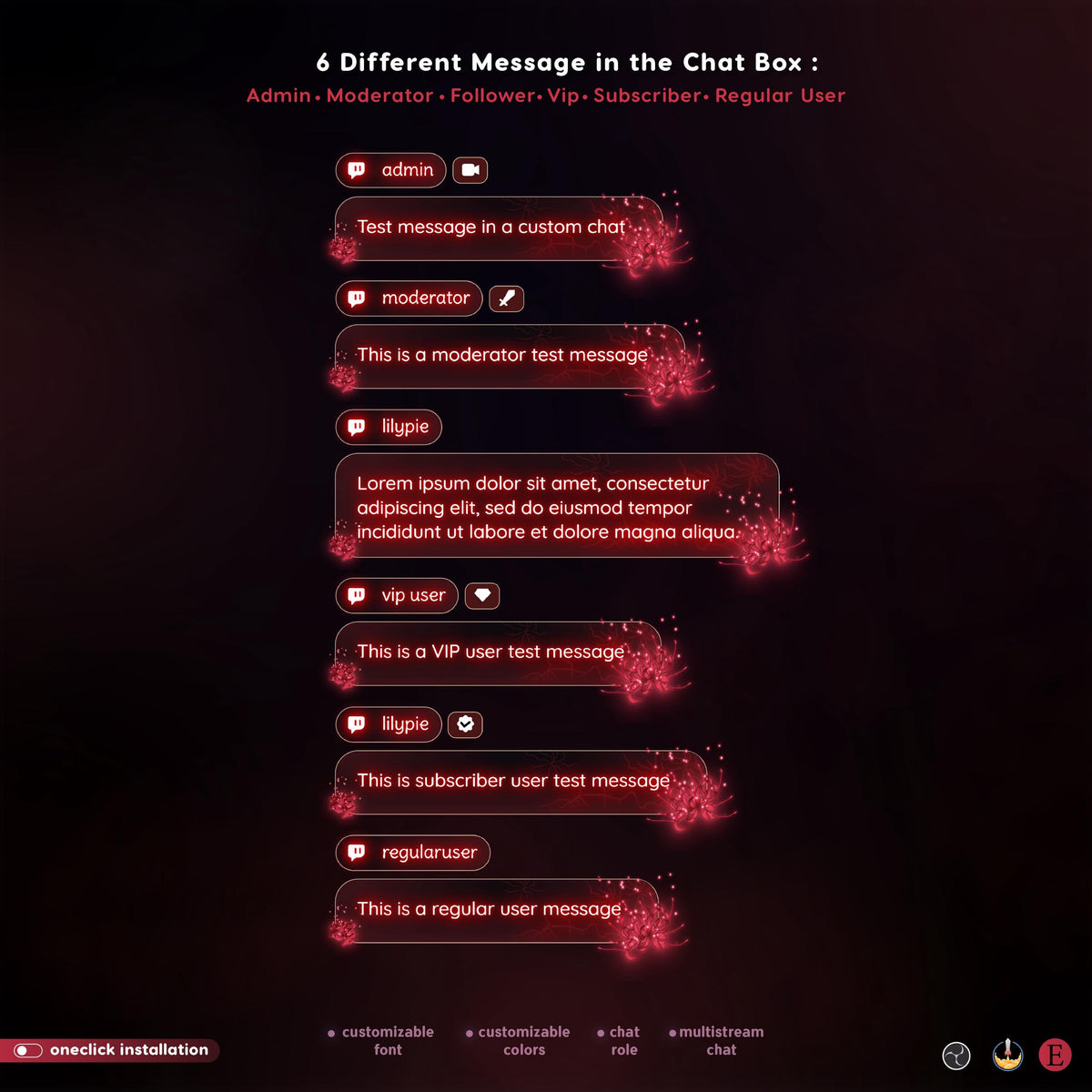 Spider Lily Red Anime Chat Widget | Multistream Overlay for OBS (Digital Download)