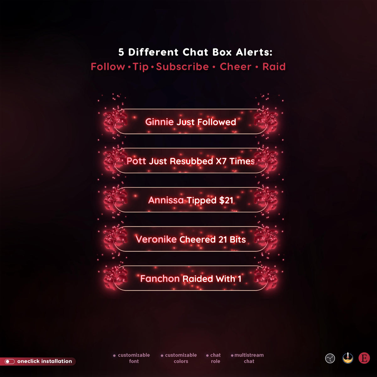 Spider Lily Red Anime Chat Widget | Multistream Overlay for OBS (Digital Download)
