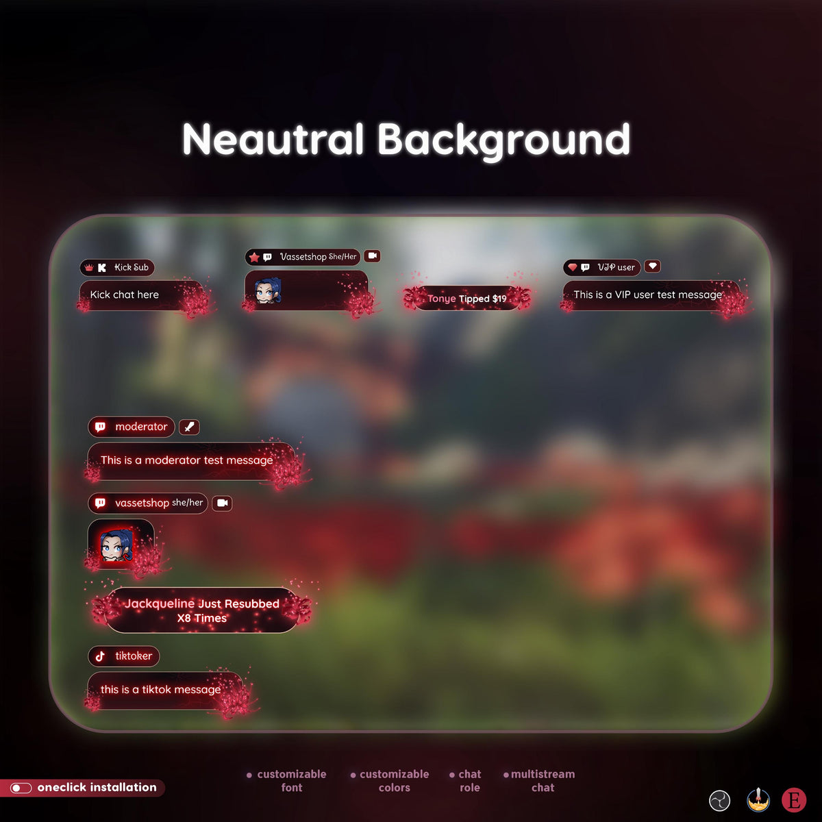 Spider Lily Red Anime Chat Widget | Multistream Overlay for OBS (Digital Download)