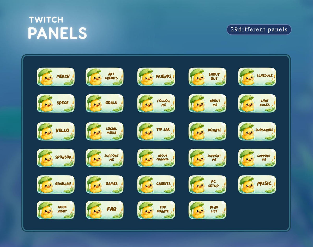 Animated Twitch Duck Overlay Package | Lily Pad, Pond ,Kawaii Frog | Froggy Overlay | Vtuber Stream Overlay