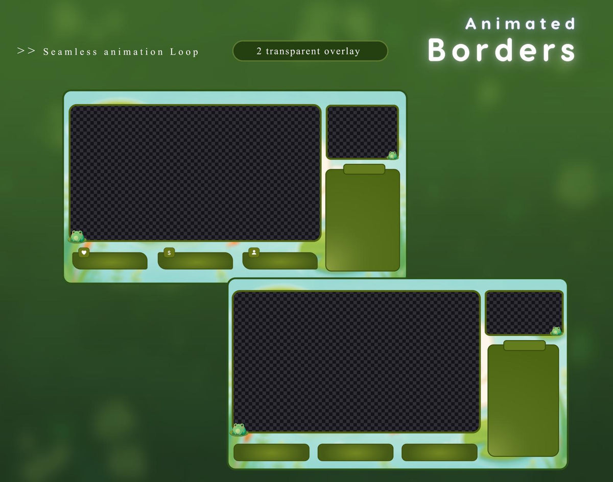 Animated Twitch Duck Overlay Package | Lily Pad, Pond ,Kawaii Frog | Froggy Overlay | Vtuber Stream Overlay