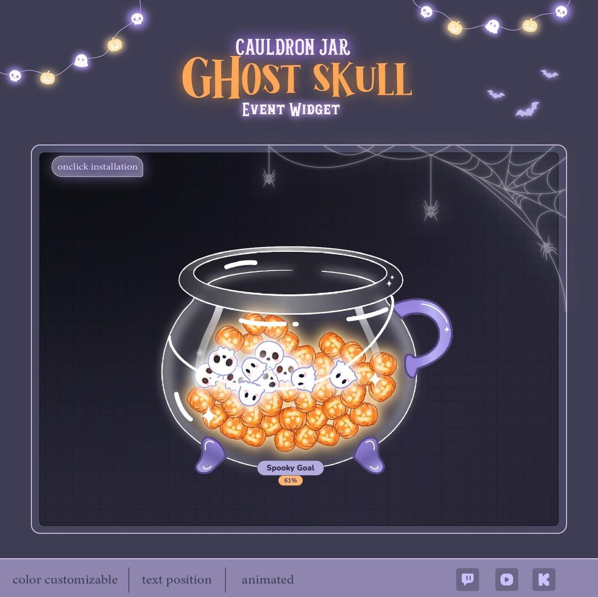 Animated Ghost Cauldron Hype Jar Widget, Twitch Overlay (Digital Download)