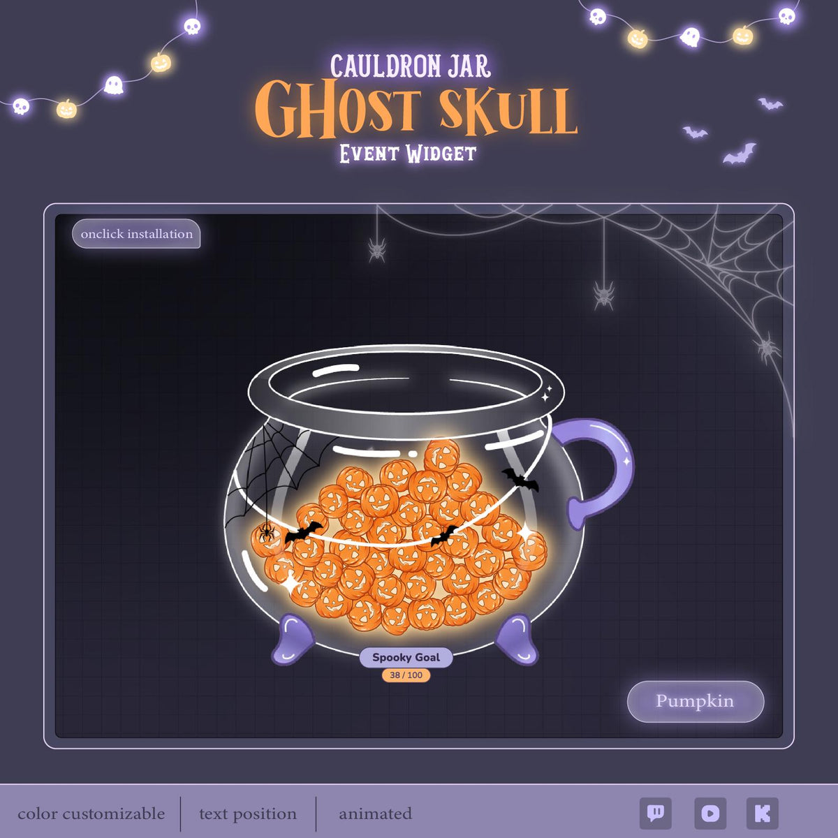 Animated Ghost Cauldron Hype Jar Widget, Twitch Overlay (Digital Download)