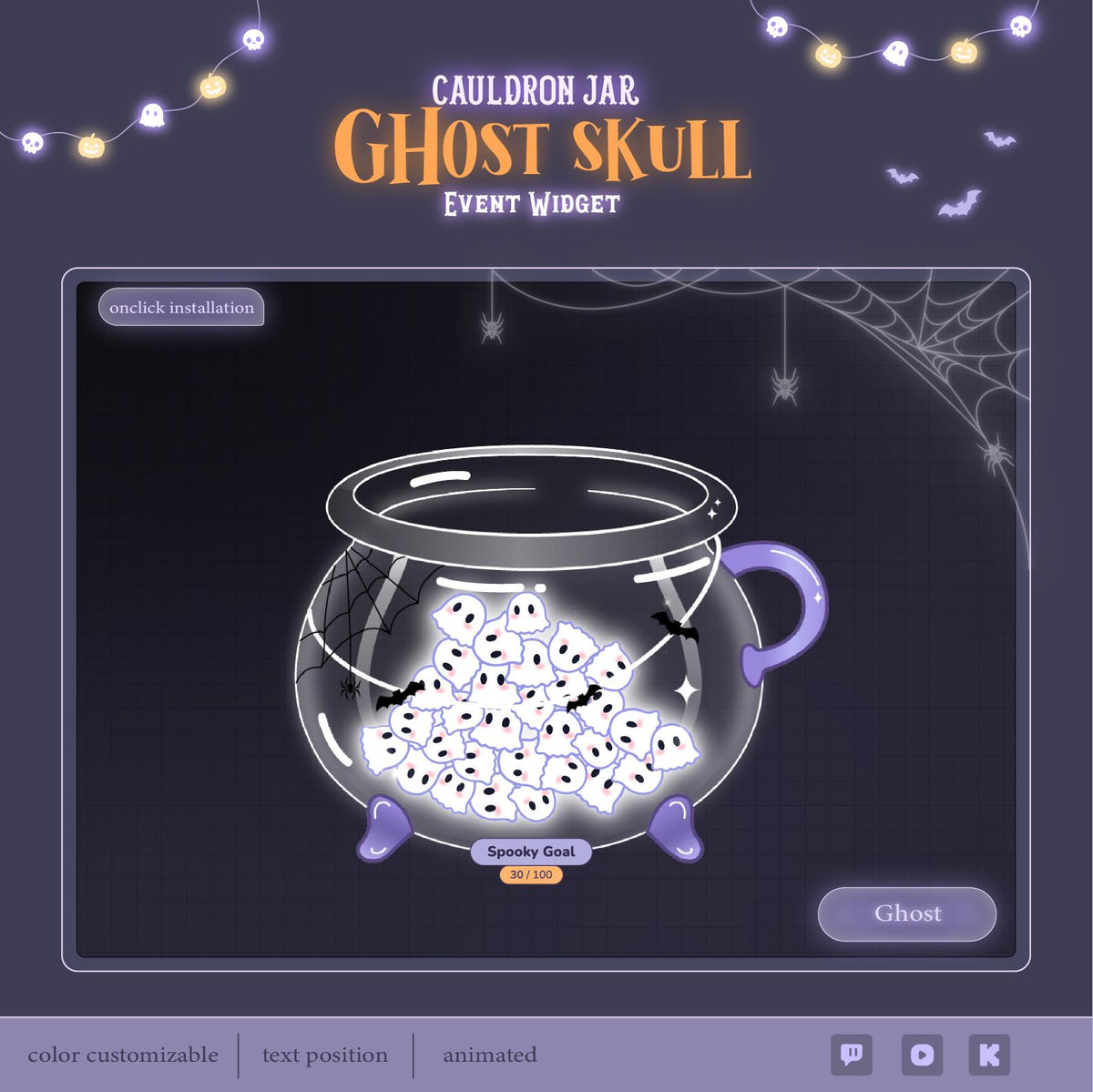 Animated Ghost Cauldron Hype Jar Widget, Twitch Overlay (Digital Download)