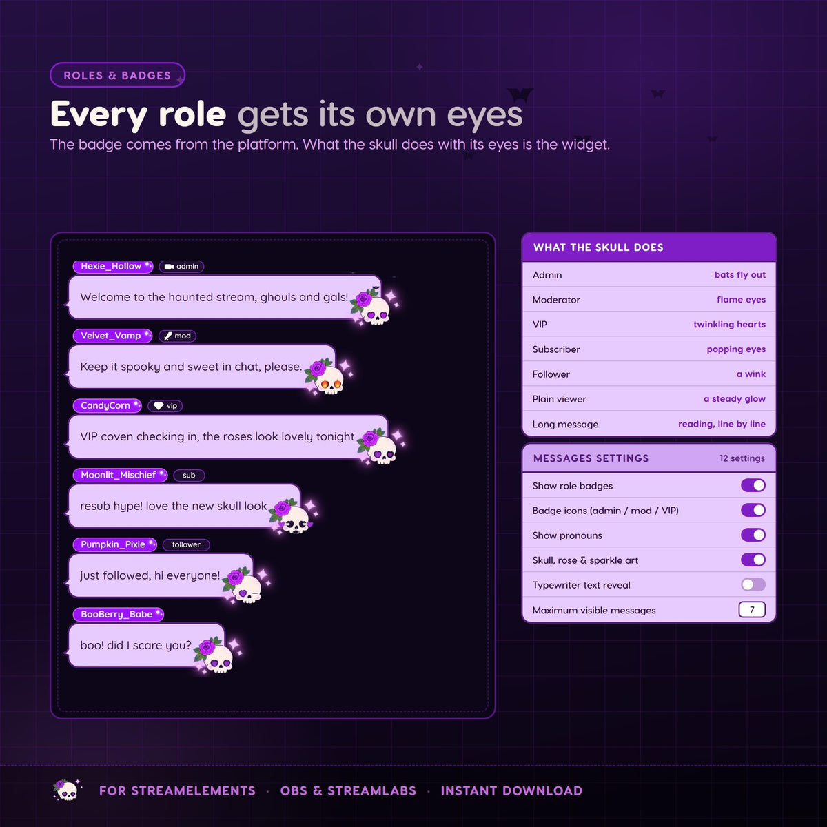 Halloween Multichat Skull Widget for Twitch & Kick, Throne, Ko-fi Alerts, 7TV Emotes, StreamElements (digital download)