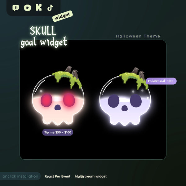 Animated Halloween Skull Goal Widget | Twitch, YouTube, Kick, TikTok Stream Overlay (Digital Download)