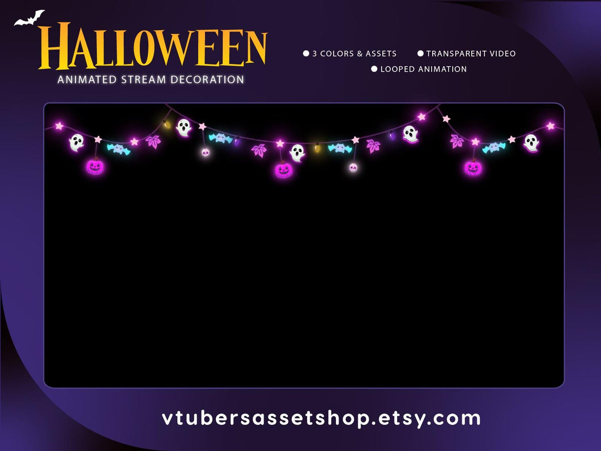 Spooky Ghost Halloween Animated Stream Decorations, Twitch and  OBS Overlays, 3 Colors