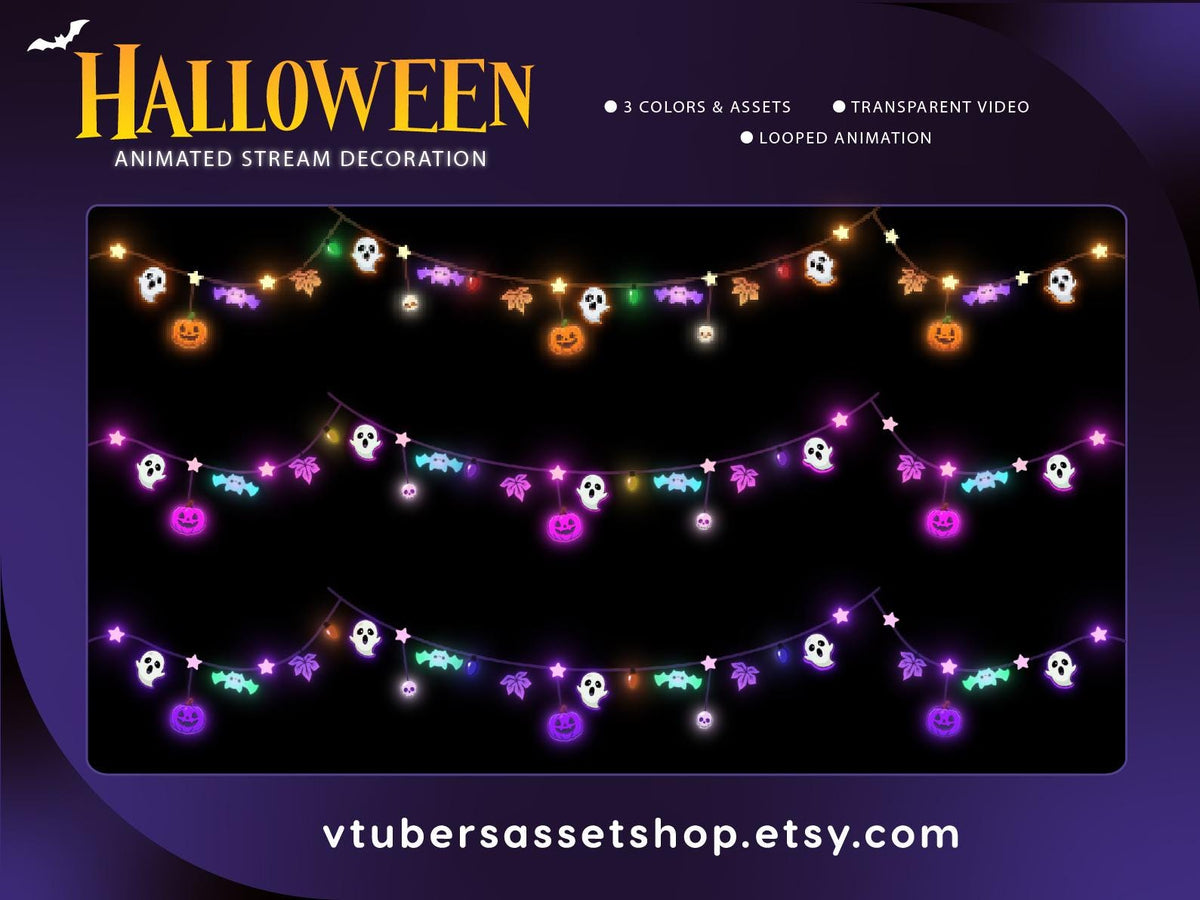 Spooky Ghost Halloween Animated Stream Decorations, Twitch and  OBS Overlays, 3 Colors