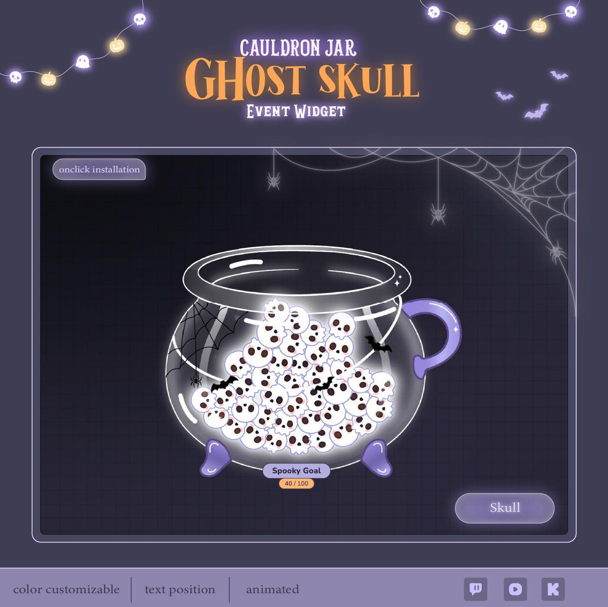 Animated Ghost Cauldron Hype Jar Widget, Twitch Overlay (Digital Download)