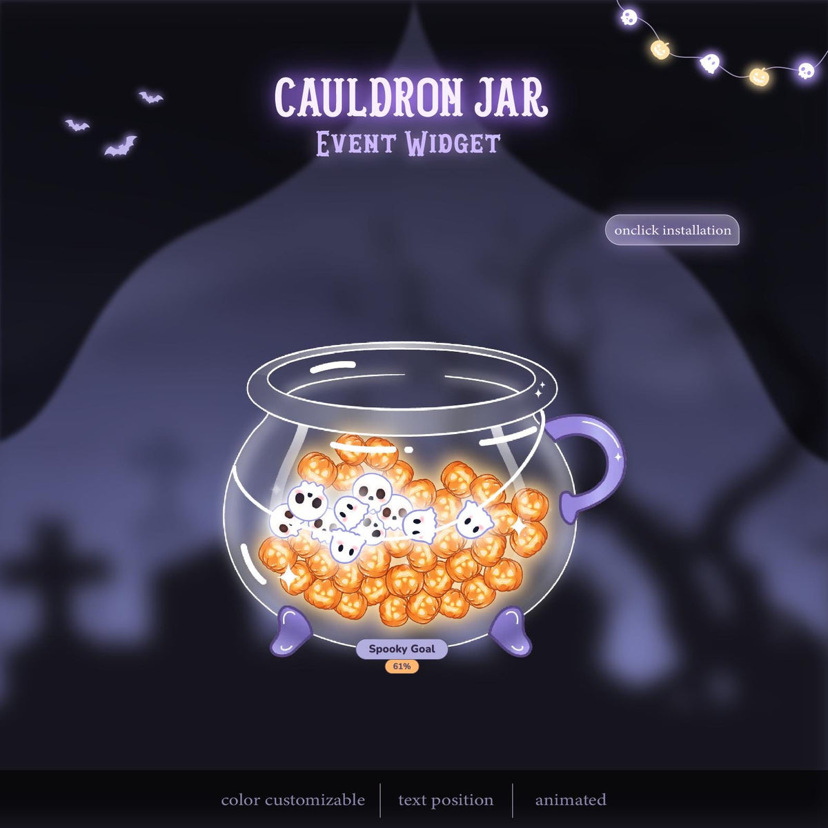 Animated Ghost Cauldron Hype Jar Widget, Twitch Overlay (Digital Download)