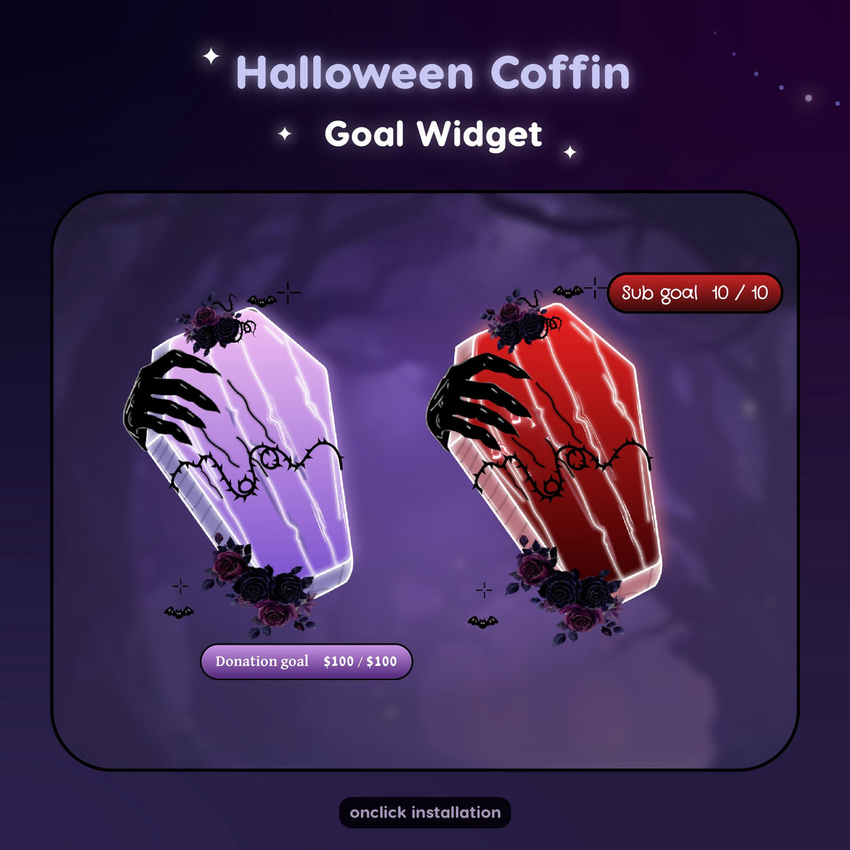 Halloween Coffin Goal Widget: Dark Night, Dark Rose - Streamer Assets