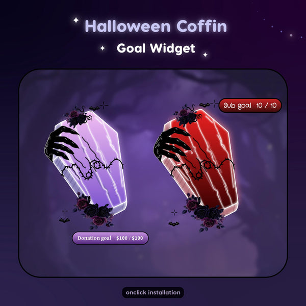 Halloween Coffin Goal Widget: Dark Night, Dark Rose - Streamer Assets